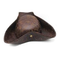 Faux Leather Captain Hat Jack Hat Western Cowboy Hat Vintage Cosplay Pirate Hat  Women juoda