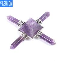 Energijos generavimo piramidės ornamentas natūralaus krištolo pusiau brangakmenių septynių čakrų ornamentas Amethyst B gray