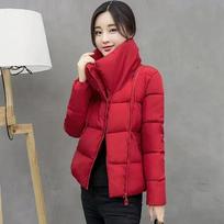 Autumn Winter New Fashion Long Sleeve Stand Collar Solid Parkas Women's Clothing Korean Warm All-match Simplicity Zipper Tops S raudona