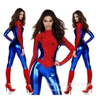 New game uniform role-playing imitation leather one-piece Spider-Man costume stage performance suit one size fits all raudona