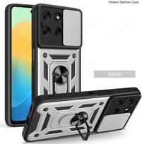 Šarvuotas dėklas Motorola Moto G56 G86 G05 G15 G75 G35 G55 G85 Edge 60 Pro 50 Ultra Fusion S50 Neo Dėklas Magnetinis Žiedinis Stovas Dangtelis for MOTO G86 5G sidabras