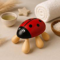 2x Wooden Handheld Body Massager Ladybug