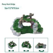 Resin Moss Bridge and Play Cave: Fish & Turtle Tank Decoration.