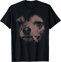 Dog Smoking Cigarette Funny Chihuahua Meme T-Shirt S įvairiaspalvis