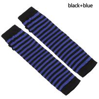 Striped Cotton Long Sleeve Elbow Mittens Fingerless Long Gloves Wristband Arm Warmer Handschoenen