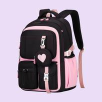 Love Pattern School Bag Backpack Pencil Case lunch bag Three Piece Set Nylon Fabric Waterproof Boy Girl Teenagers Trend Backpack rožinė