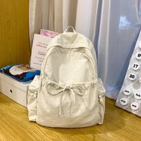 Korean Student School Backpack Solid Color School Bags For Teenage Girls Light Women's Bagpack Book Bag Nylon Travel Rucksack balta