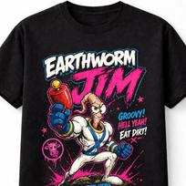 Earthworm Jim Retro Gaming Tee 90s Cartoon Gamer Unisex TShirt S