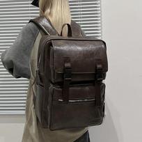 Pu Backpack Men'S Large Capacity Casual Simple Travel Business Commuter Trend Backpack ruda