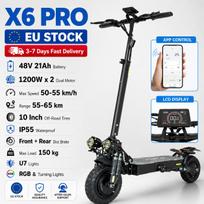 X6 PRO Dual Motor Off-Road E-Scooter, 2400W48V21Ah Battery, 55-65km Range, Dual Disc Brakes for Safe Riding X6 PRO 2400W48V21Ah-BK-YY