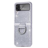For Samsung Galaxy Z Flip 4 5g Luxury Bling Sparkle Glitter Case With Ring For Girls Women Slim Fit Shockproof Anti -Drop Cover For Galaxy Z Flip 4 sidabras
