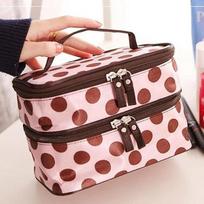 Women's Large Capacity Cosmetic Bag Waterproof Double-layer Travel Storage Bag Portable Simple Handbag 20*14*11cm black