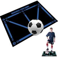 Futbolo pėdų treniruočių kilimėlis, tylus pagalbinis atramas, futbolo treniruoklis, dėvėjimuisi atsparus futbolo treniruočių kilimėlis, pagalbinis atramas One Size mėlyna