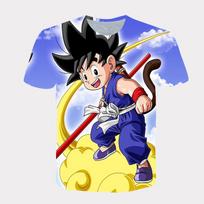 Vaikiški vyriški spausdinti 3D Goku marškinėliai trumpomis rankovėmis apvalia kaklą vaikiški drabužiai 130cm
