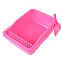 Carov Large Semi-Enclosed Splash-Proof Cat Litter Box 51×40×18.5 cm arbūzo raudonos spalvos