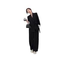 Japanese Korean Style Women's Plus Size Wide-Leg Pants Two-Piece Suit - Casual Spring/Autumn Wear 5XL (195-220 lbs)