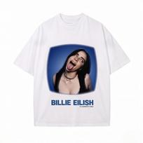 Fashion Singer Billie Eilish Tshirt New Product Launched Mainstream Street in The US Music Style Pure Cotton Tshirt S