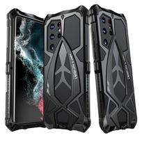 LUPHIE Aluminum Metal Silicone Shockproof Case for Samsung Galaxy S26 S25 S24 S23 S22 Ultra 5G Dirt Shock Proof Cover Retail box&For Samsung Galaxy S23 Ultra red