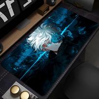 Gaming Mouse Pad Large Desk Mat Antislip Rubber Base Stitched Edges Blue Rose White Hair Anime Guy Print for Gaming 400x800x2mm