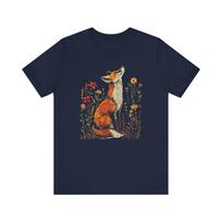 Tees Wildflower Fox Print Comfort Women Clothes T Shirt Daily Match Casual Tops Pure Cotton Girls Tshirt Crewneck Short Sleeve S įvairiaspalvis