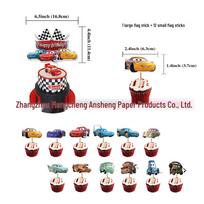 Cars Birthday Scene Cake Toppers & Party Decor Set