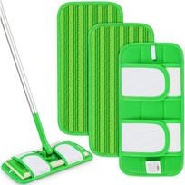 Reusable Mop Pads Compatible with Swiffer Sweeper Mops-12 Inch Washable Microfiber Wet Pads Refills Dry Sweeping Cloths Heavy Duty Mop Head žalia