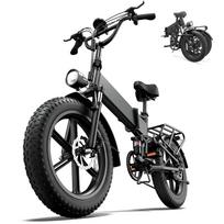 URLIFE T5 45KM/H Elektrinis dviratis 750W Variklis 48V/13AH Baterija Lauko Kalnų E-dviratis 20*4.0 Colių Visureigio Padanga Sulankstomas Elektrinis Dviratis T5 Black 45KM/H juoda