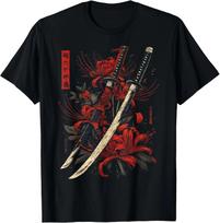 Red Spider Lily Flower Katana Sword Japanese Anime Otaku T-Shirt 3XL