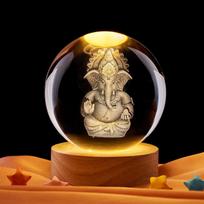 3D Laser Engraved Buddha Crystal Ball Night Light Ornament