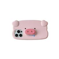For iPhone 13 12 Mini 16 15 14 11 Pro Max 6 7 8 Plus X XR Xs Max Kawaii Cartoon Pig Phone Cases With Holder Soft Silicone Cover iPhone 12 rožinė