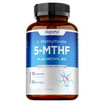 Buporui L-Methylfolate 5-MTHF Capsules with Methyl B12, Active B Vitamin Supplement for Methylation & Daily Mood Support 120*1