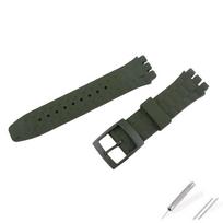 Unisex Rubber Watch Band for Swatch Beach Rave Diving 21mm Strap 21mm armijos žalia spalva