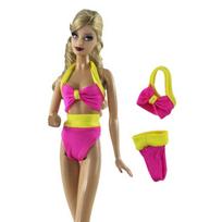 Spalvingas bikinias lėlės Barbie drabužiams, maudymosi kostiumėlis, monokinis, vientisas maudymosi kostiumėlis lėlės Barbie lėlių nameliui, 1/6 lėlių aksesuarai, žaislas vaikams rožinė