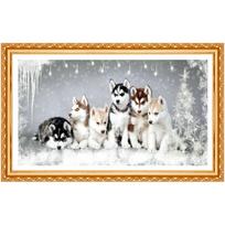 5D gyvūnų serija „Pasidaryk pats“ deimantų tapyba haskių šunų siuvinėjimas Visiškai apvalių deimantinių sienų lipdukų dekoras 20X30CM white