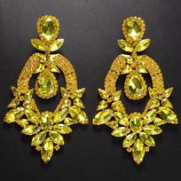 Stonefans Yellow Crystal Drop Earrings Luxury Jewelry for Women Exaggerated Rhinestone Dangle Earrings Queen Ear Accessories