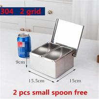 High Quality 304 Stainless Steel Seasoning Box El Restaurant Chef Seasoning Box With Lid Storage Box Household Seasoning Tank