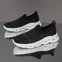 Fashion Casual Men's Shoes Summer Mesh Sports Platform Tennis Breathable Soft Sole Loafers Lightweight Comfortable Walking Shoes 2025 39 juoda balta spalva