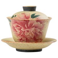 Shangqi Vintage Flint Red Peony Sancai Gaiwan