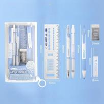 6pcs Exam Stationery Set for Students Includes 2B Pencil Eraser RulerGel PensDesigned for ExamsSchool Supplies white