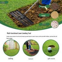 Stainless Steel Lawn Leveling Rake - Detachable Sand Leveler and Organizer Small (43x26 cm)