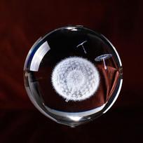 Classic Dandelion Crystal Ball Ornament: Elegant Desktop Decoration & Gift 6 cm Crystal Ball kiaulpienė