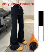 Korean Winter Fleece Lounge Pants With Micro Flare For Women S juoda