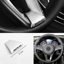 TLZS3 Car Steering Wheel Sticker Metal Logo Decoration For Mercedes Benz AMG GLC W203 W205 W206 W220 W211 W212 W201 W210 W108 E Class black