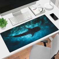 Whale shark oceanthemed large mouse pad with antislip rubber base washable suitable for office and gamers Sewn edge 800x400x2mm