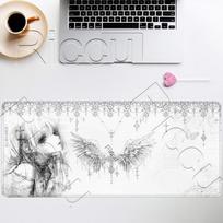Anime Aesthetics Angel Mousepad Black White Mouse Pad Office xmm PC Gaming Keyboard ESports Carpets HD printing Desk Mat 300x800x2mm
