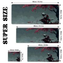 Green Samurai Art Desk Mat Large Gaming Mouse Pad Nonslip Rubber Base Stitched Edge Keyboard Pads PC Tablet for Office Decor SBD400x800x2mm