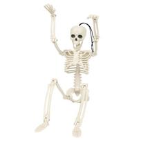Movable Skeleton Human Model Decoration LED Lights Hanging Haunted House Props Demonic Features Human Skeleton Scary Decoration