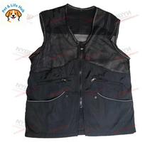 Kvėpuojantis šunų dresuotojo liemenė, Anti-Bite tinklelio apsiaustas su didelėmis kišenėmis, Daugiafunkciniai augintinių dresavimo drabužiai šunims (black,XXXL) juoda