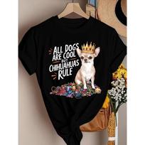 Women'S Short-Sleeve Round-Neck T-Shirt with Chihuahua Dog Print S juoda