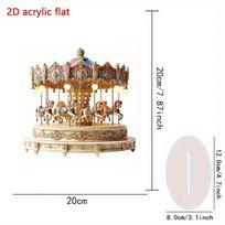 Handcrafted 9.8-Inch Acrylic Rotating Carousel Music Box – Romantic Fairy Tale Design